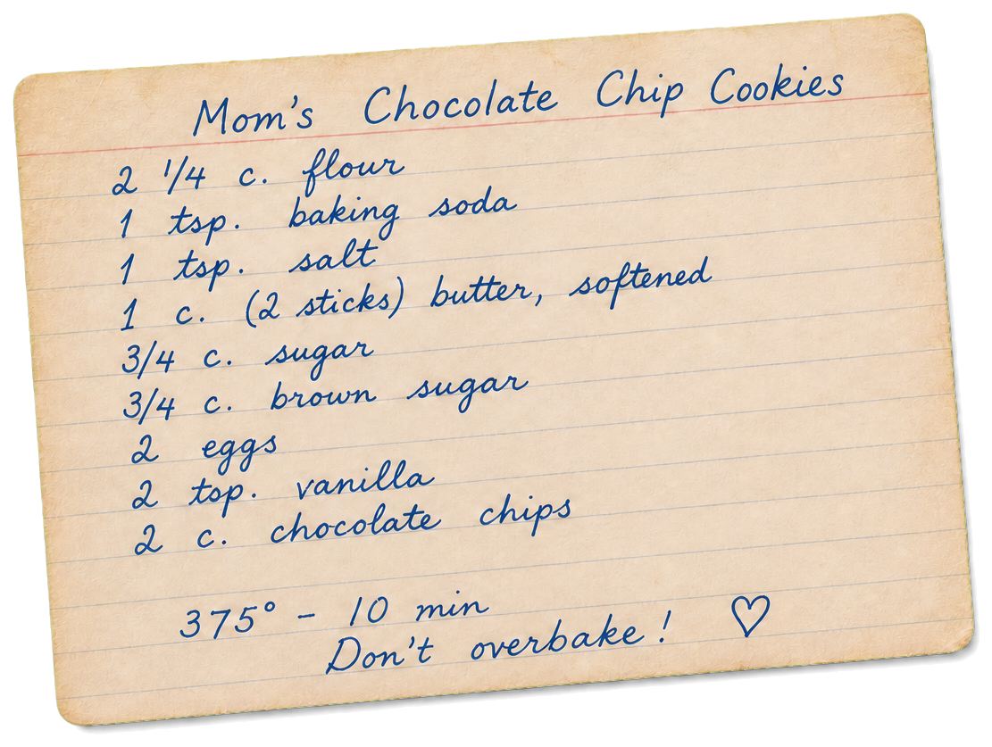 Original handwritten recipe card