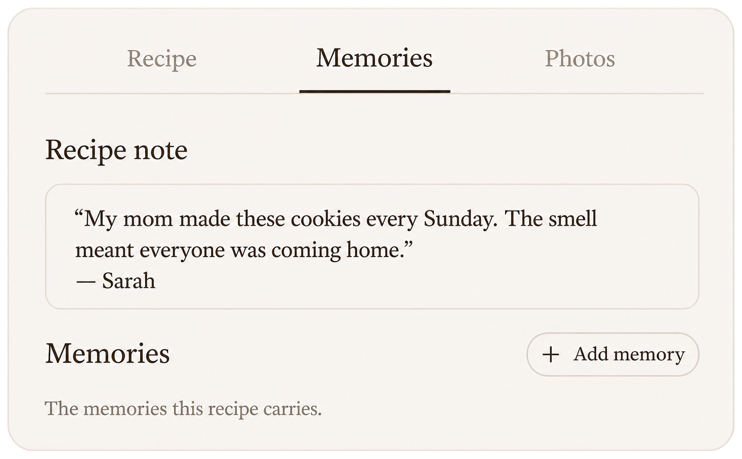 A recipe memory from Sarah